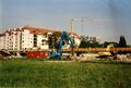 Die hölzerne Behelfsbrücke zum Neubau der <!--LINK'" 0:218--> im Juli 2003