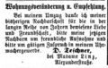 Wohnungsveränderung des Uhrmachers <!--LINK'" 0:22-->, August 1861