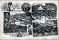 Gruß von der <!--LINK'" 0:173-->, historische Ansichtskarte mit Fotografien am Kohlenmarkt; Königsplatz und in der Königstraße und Volkssänger Hans Bayer, um 1905