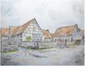 An der Waage am Fischerberg in Stadeln; Bildmitte Anwesen <!--LINK'" 0:40-->, Gemälde von Rudolf Hofmann