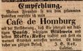 Werbeannonce von <!--LINK'" 0:5--> für sein <a class="mw-selflink selflink">Café de Homburg</a>, Oktober 1850
