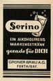 Werbung der Brauerei Grüner "Serino" Limo in der Schülerzeitung  Nr. 6 1967