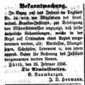 Bekanntmachung Kranken-Institut, Fürther Tagblatt 27. Februar 1856