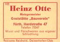 Zündholzschachtel-Etikett der ehemaligen Gaststätte Bauverein, um 1965