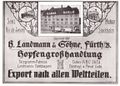 Reprint einer historischen Werbeanzeige der Fa. Landmann & Söhne, ehemals Meckstr. 3 - 7