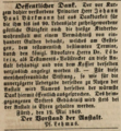 Stiftung für Kinderbewahranstalt: Danksagung von Pfr. Lehmus, Mai 1849
