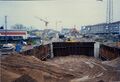 Bauarbeiten an der Foerstermühle/Kulturforum für den Bau des U-Bahnhofs Stadthalle. Rechts der Rohbau des <!--LINK'" 0:84-->, seit 2017 geschlossen im November 1996