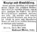 Backstuben-Übernahme, Fürther Tagblatt 3. Mai 1864
