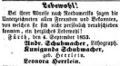 Zeitungsanzeige des Lithographen <a class="mw-selflink selflink">Andreas Schuhmacher</a>, September 1853