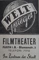 Werbeanzeige für das <!--LINK'" 0:12--> Filmtheater, 1949