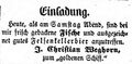 Werbeannonce für die Wirtschaft "zum goldenen Schiff", Oktober 1854