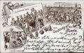 Gruß von der <!--LINK'" 0:259-->, historische Ansichtskarte vom sog. Volksfest in Fürth mit Fahrradkorso mit dem Ausspruch All Heil! , gel. 1897