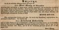 Zeitungsanzeige von <a class="mw-selflink selflink">Friedrich Heberlein</a>, März 1850