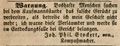 Zeitungsanzeige des Kompassmachers Joh. Phil. Stockert sen., Oktober 1849
