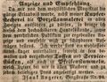Zeitungsannonce des Kupferstechers <a class="mw-selflink selflink">Isaak Angerer</a>, August 1846