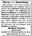 Anzeige von Christoph Christgau, Fürther Tagblatt vom 2. Feb. 1858
