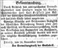 Ernennung des Kupferschmiedmeisters <!--LINK'" 0:25--> zum Aufseher städtischen Straßenbeleuchtung, November 1866