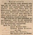 Traueranzeige für <a class="mw-selflink selflink">Johann Georg Ochs</a>, Mai 1829