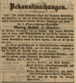 Traueranzeige für Georg Habel, München im März 1842