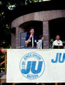 CSU- und JU-Mitglied Christoph Maier auf einer Kundgebung in der , 1981