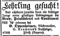 Annonce in <!--IWLINK'" 21--> vom 22.9. 1885