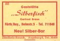 Zündholzschachtel-Etikett der Gaststätte zum Silberfischla bzw. Silberfisch, um 1965
