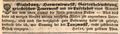 Werbeannonce für die Wirtschaft <a class="mw-selflink selflink">zum goldnen Pfau</a> mit Feuerwerk und Luftballonfahrt, August 1839