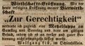 Zeitungsannonce des Wirts <a class="mw-selflink selflink">zur Gerechtigkeit</a>, Wolfgang List, im <!--LINK'" 0:2-->, November 1847