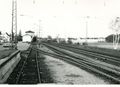 1990: Blick von der Laderampe auf den Bahnhof Vach und die Gleisanlagen. Im Hintergrund 