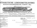 Historischer Briefkopf der Süddeutschen Lebensmittelwerke von <!--LINK'" 0:10-->