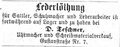 Zeitungsannonce von <!--LINK'" 0:16-->, "Uhrmacher und Schreibmaterialverkauf", Juni 1868