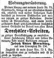 Zeitungsanzeige des Drechslers Joseph Anton Morneburg, auf dem Löwenplatz, Dezember 1854