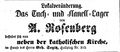 Zeitungsanzeige von A. Rosenberg, August 1855
