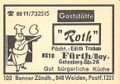Zündholzschachtel-Etikett der ehemaligen Wirtschaft Roth, um 1965