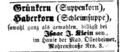 Anzeige für Grünkern und Haberkorn, Fürther Tagblatt 27. September 1863