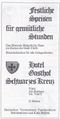 Werbung vom Restaurant <a class="mw-selflink selflink">Schwarzes Kreuz</a> 1976