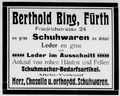 Werbeanzeige Schuhwaren Berthold (Benedikt) Bing, 1913