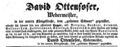 Annonce David Ottensoser, Fürther Tagblatt 20.8.1853