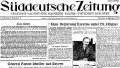 Ausschnitt des Titelblattes der ersten Ausgabe der Süddeutschen Zeitung. Der geborene Fürther  war es, der die Zeitung im Auftrag der US-Besatzung genehmigte.
