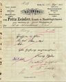 Rechnung der Firma Fritz Zeisler - Kunst- und Handelsgärtnerei für die Schulklasse Vach, 1902