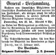 Israel. Krankenbesuchsverein, Fürther Tagblatt 19.02.1867.jpg