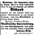 Zeitungsannonce des Wirts zum "Kronprinzen" Johann Koch, April 1857
