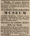 Zeitungsanzeige von Philipp Evora, dem Vater von <a class="mw-selflink selflink">Wilhelm Evora</a>, März 1844