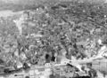 Luftbildaufnahme des alten Gänsberg, ca. 1955. Am unteren Rand der ehem. Schlachthof und die Foerstermühle