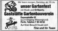 Werbung der Gaststätte Gartenbauverein in der FN vom 15.8.1997