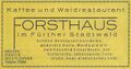 Werbung des ehemaligen Waldrestaurant Forsthaus von 1924