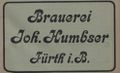 Werbung im Fürther Adressbuch von <!--LINK'" 0:56--> der <a class="mw-selflink selflink">Brauerei Joh. Humbser</a>