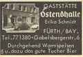 Zündholzschachtel-Etikett der ehemaligen Gaststätte Ostendhalle, um 1965
