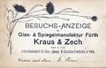 Besuchsanzeige der Firma Glas- & Spiegelmanufaktur Fürth Kraus & Zech, gel. 1902