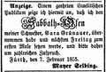 Matzenbeck Selbing übernimmt von Grünauer Fürther Tagblatt 8.2.1855